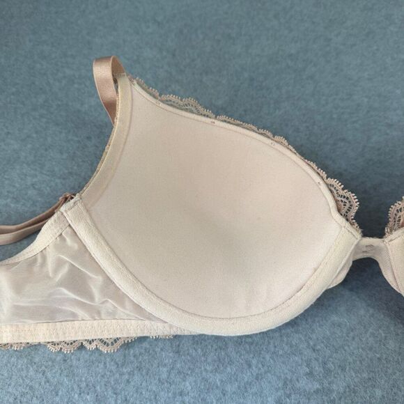 Victoria's Secret 36C Lace Underwire Plunge‎ Bra Rhinestones Tan Cream Gold Sexy - Picture 7 of 12